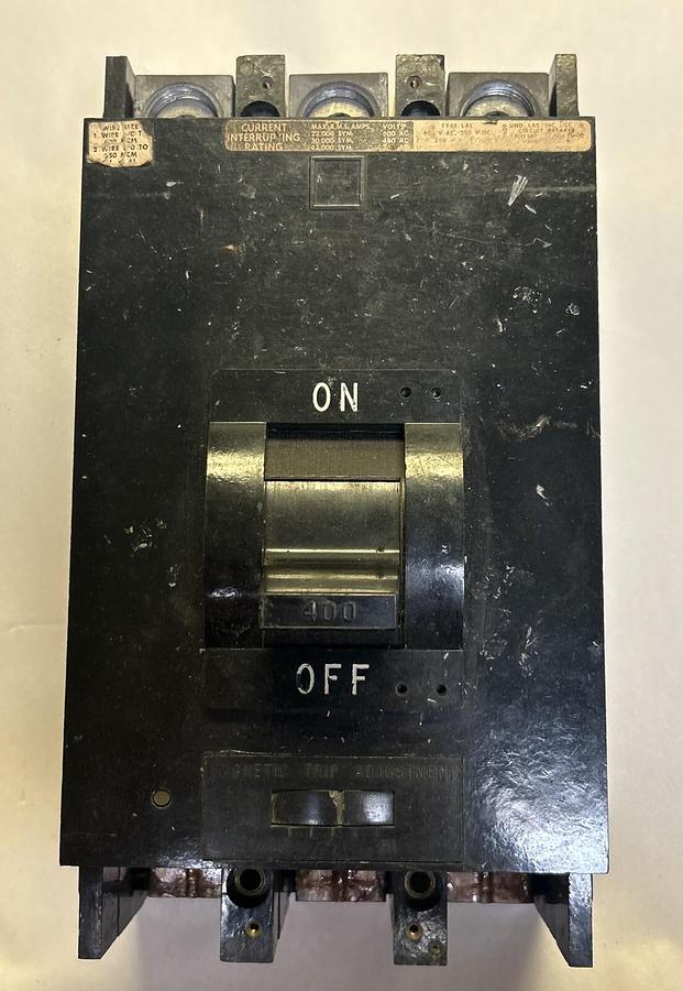 Used SQUARE D,LAP36400,CIRCUIT BREAKER 400A 600V 3P