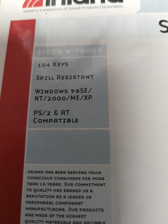 INLAND,70009,PRO KEYBOARD 104 KEYS BLACK PS/2 CONNECTOR NOS