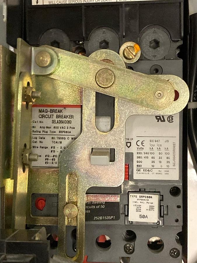 Used GE,FVR,Evolution 8000 Size 2 REVERSING Starter MCC Bucket BREAKER 60A