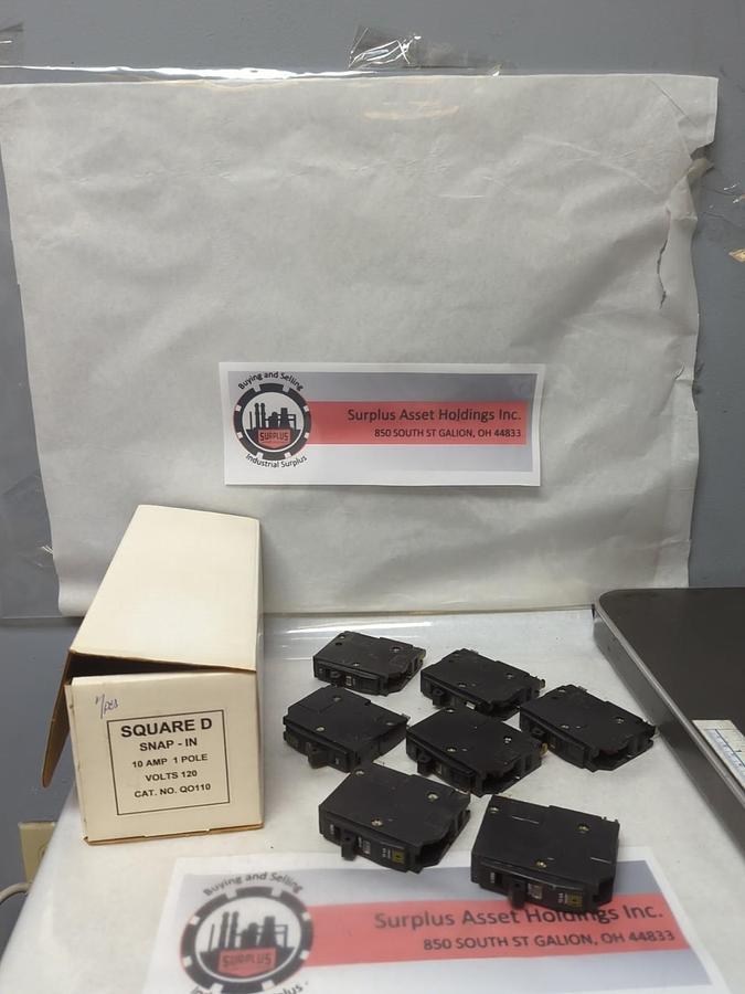 Used SQUARE D,Q110,CIRCUIT BREAKER 10 AMP 1-POLE LOT OF 7 PRE-OWNED