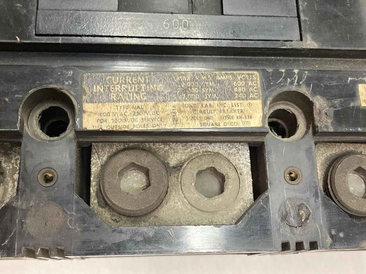 Used Square D,MAF366001021,3-Pole Circuit Breaker 600VAC 250VDC 600A
