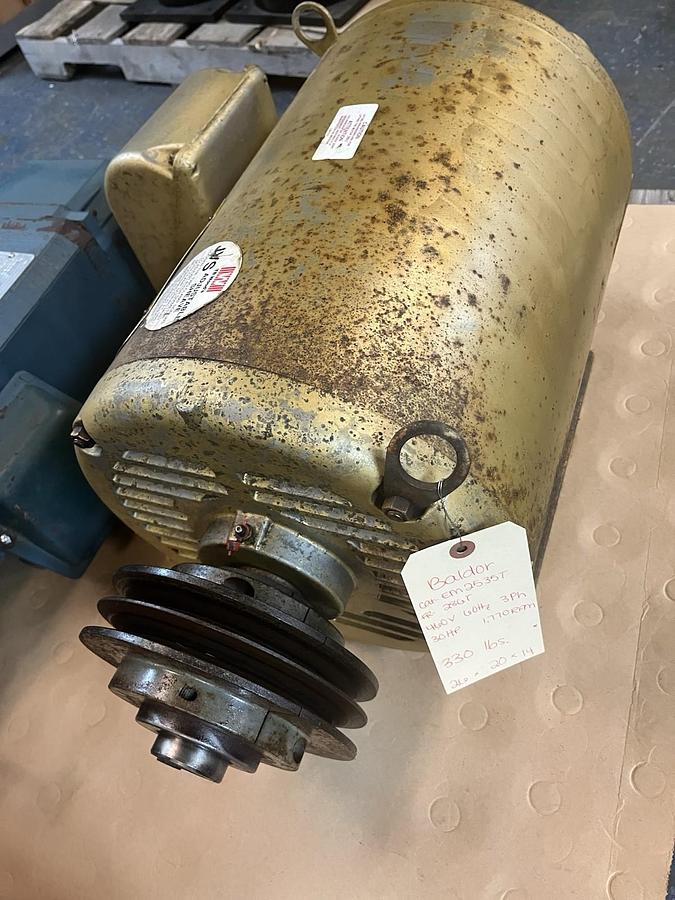 Used BALDOR,EM2535T,ELECTRIC MOTOR 30HP 1770RPM 3PH 286T W JVS ADJ SHEAVE
