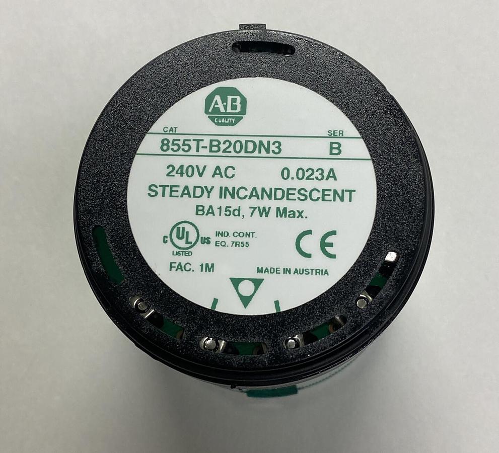 ALLEN BRADLEY,855T-B20DN3,SER B GREEN STACK LIGHT NOS