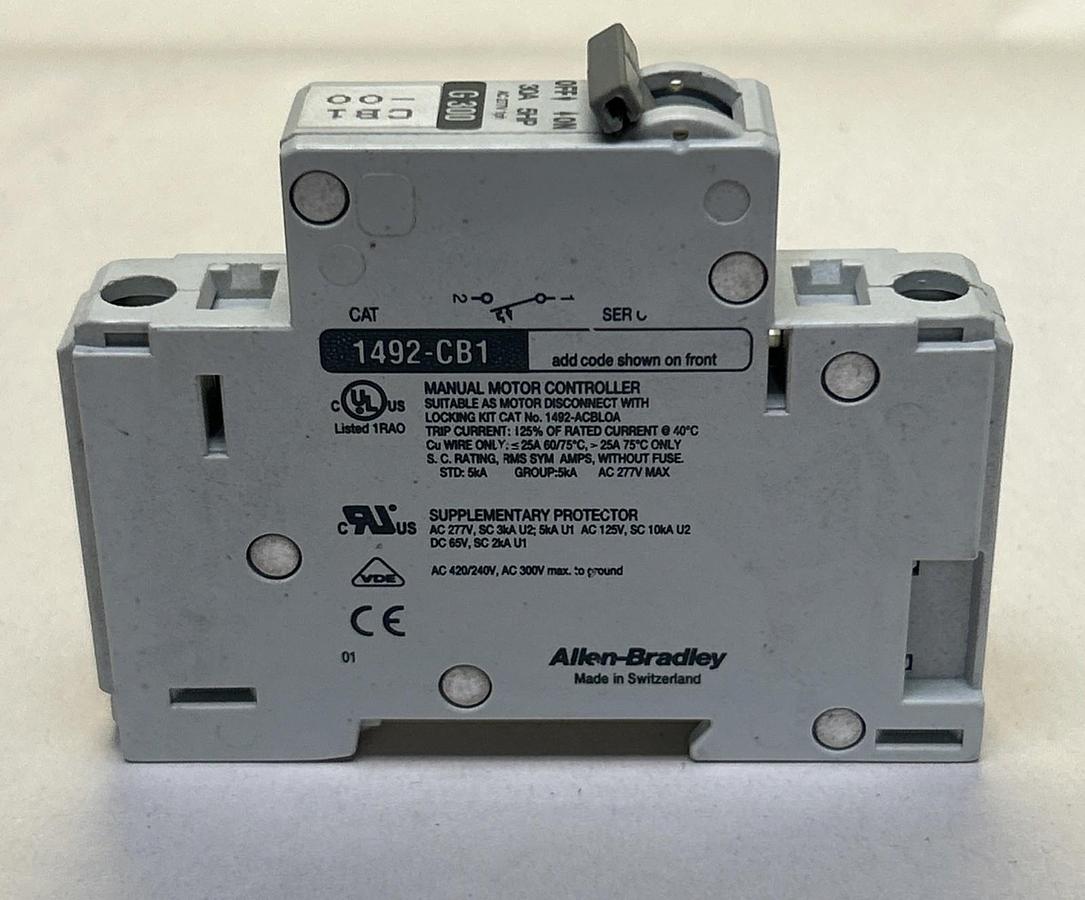 Used ALLEN BRADLEY,1492-CB1G300,CIRCUIT BREAKER 30A 277V 1P