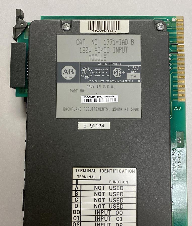 Used ALLEN BRADLEY,1771-IAD,SER B INPUT MODULE REFURBISHED