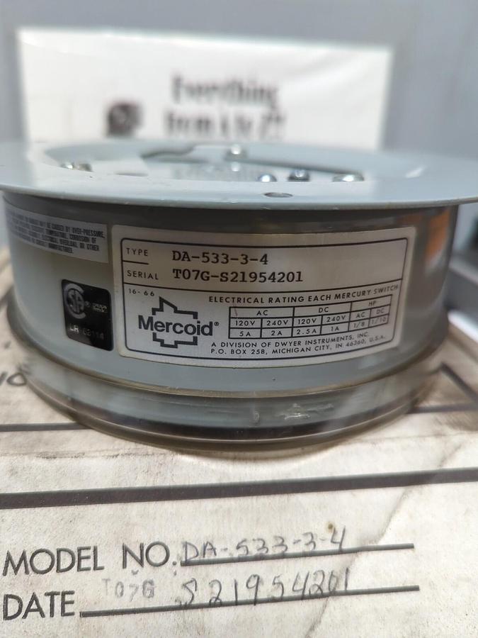 MERCOID,DA-533-3-4,PRESSURE SWITCH NOS