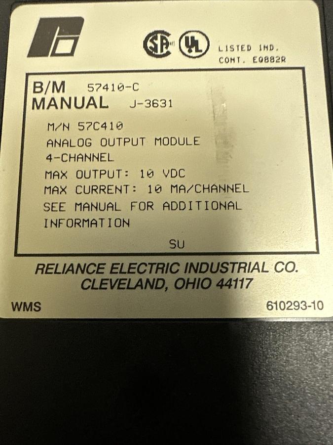 Used Reliance,57C410,Analog Output Module