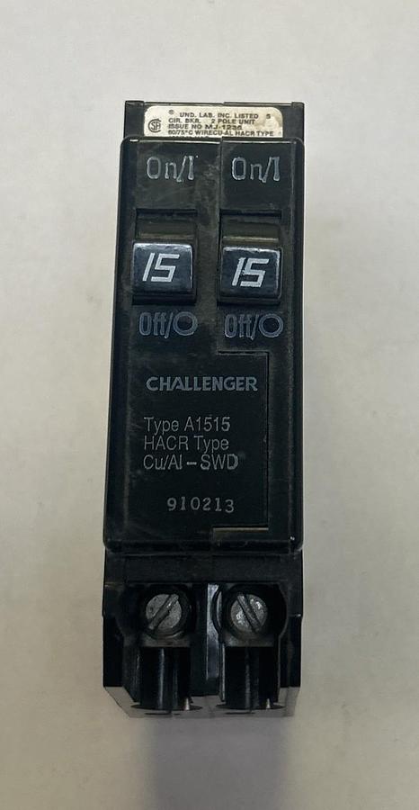 Used CHALLENGER,A1515,TANDEM CIRCUIT BREAKER 15A 120/240V 2P