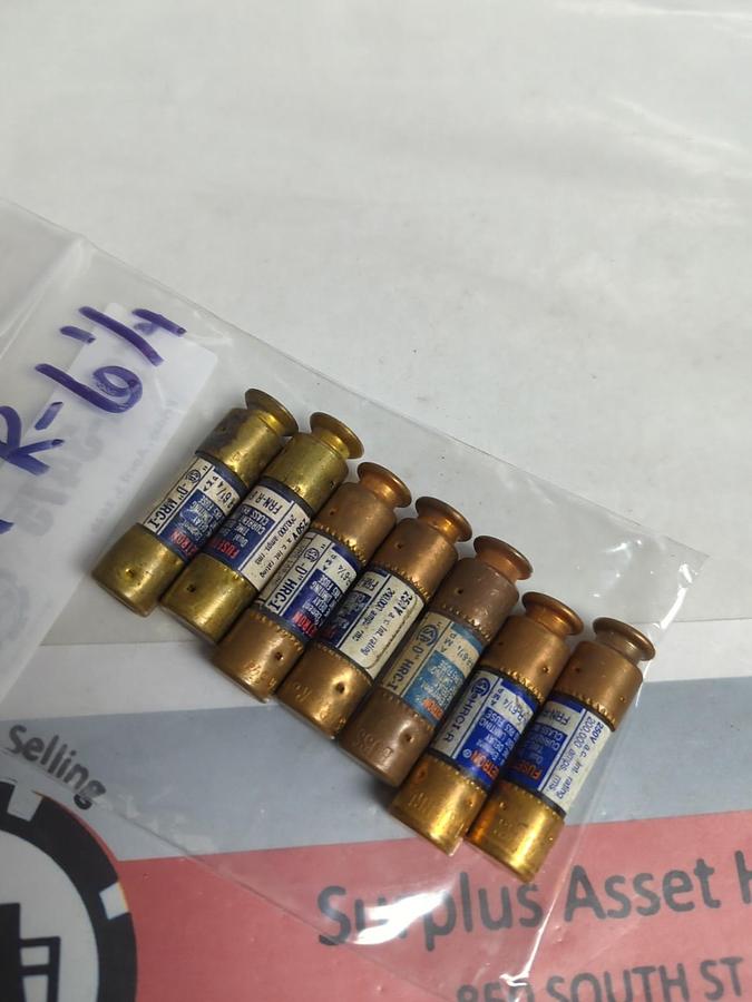 Used COOPER BUSSMANN,FRN-R-6-1/4,FUSETRON 6-1/4 AMP FUSE LOT OF 7 PRE-OWNED