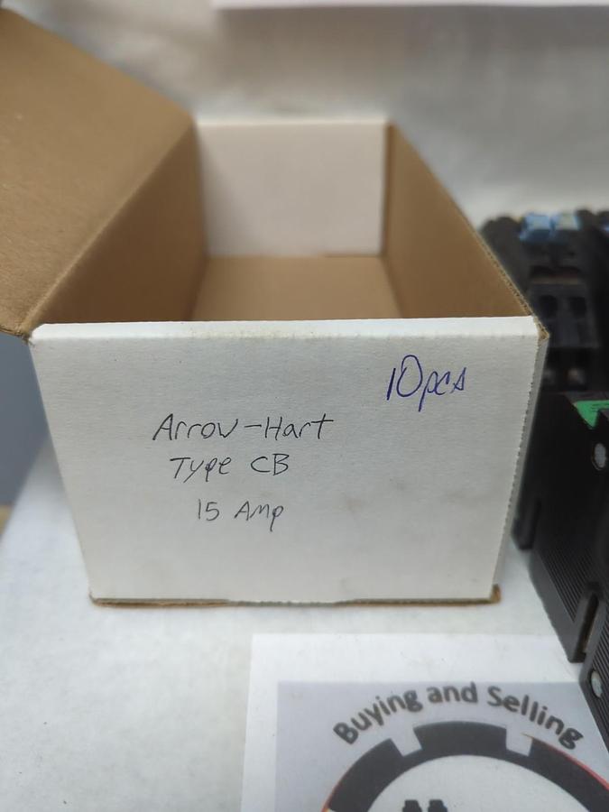 Used ARROW HART,TYPE CB,CIRCUIT BREAKER 15 AMP 2-POLE LOT OF 10 PRE-OWNED