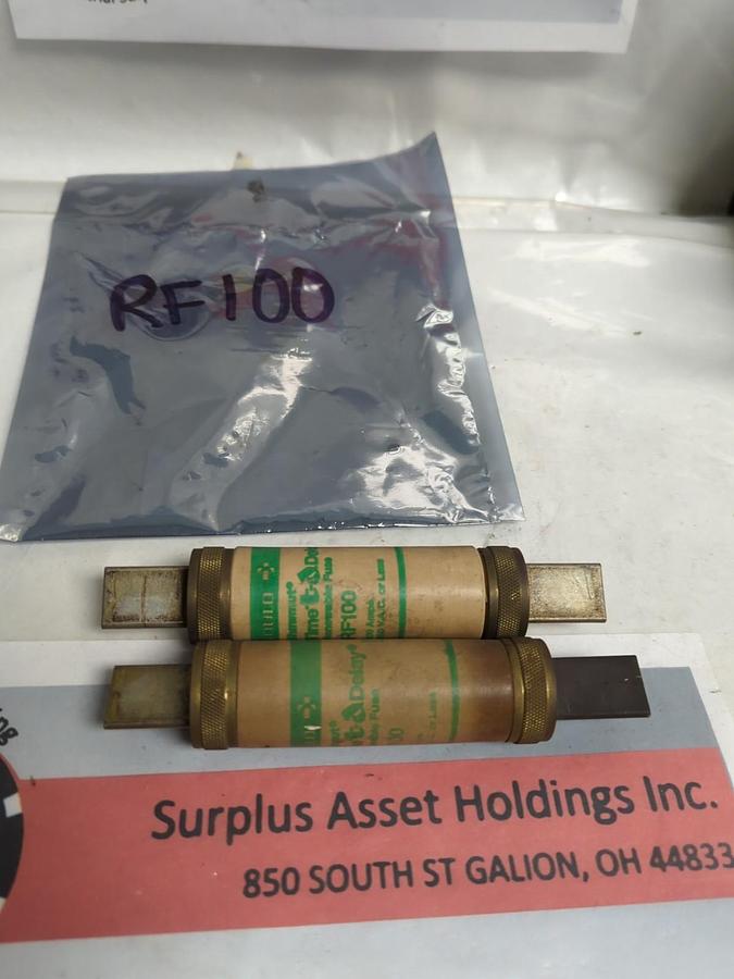 FERRAZ SHAWMUT,RF100,RENEWABLE TIME-DELAY 100 AMP FUSE LOT OF 2 PRE-OWNED