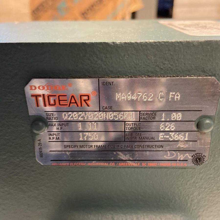 Dodge,MA94752,Tigear Reducer Q202-Y-020-N-056-K1 1.11Hp 626in/Lb 1750RPM