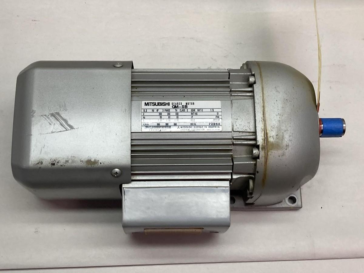Used Mitsubishi,GM-SB,3-Phase Geared Motor Class E 0.2KW 4P Ratio 1:5