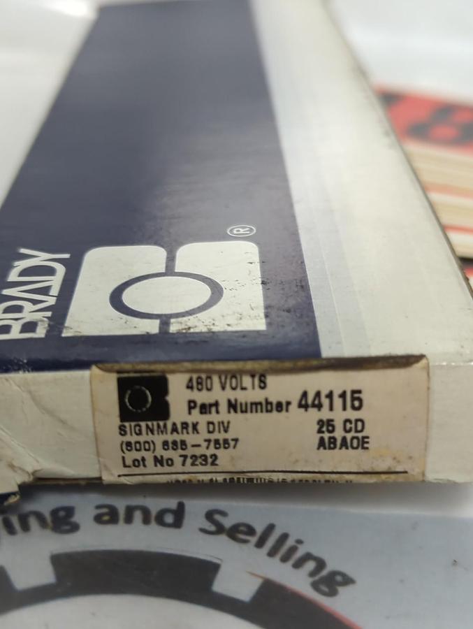 BRADY,44115,VOLTAGE MARKERS 480 VOLT PACK OF 25 PCS NOS