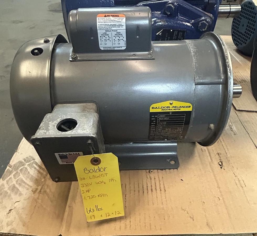 Used BALDOR,L3605T,MOTOR 2HP 115/230V 1725RPM 1PH 182T FRAME