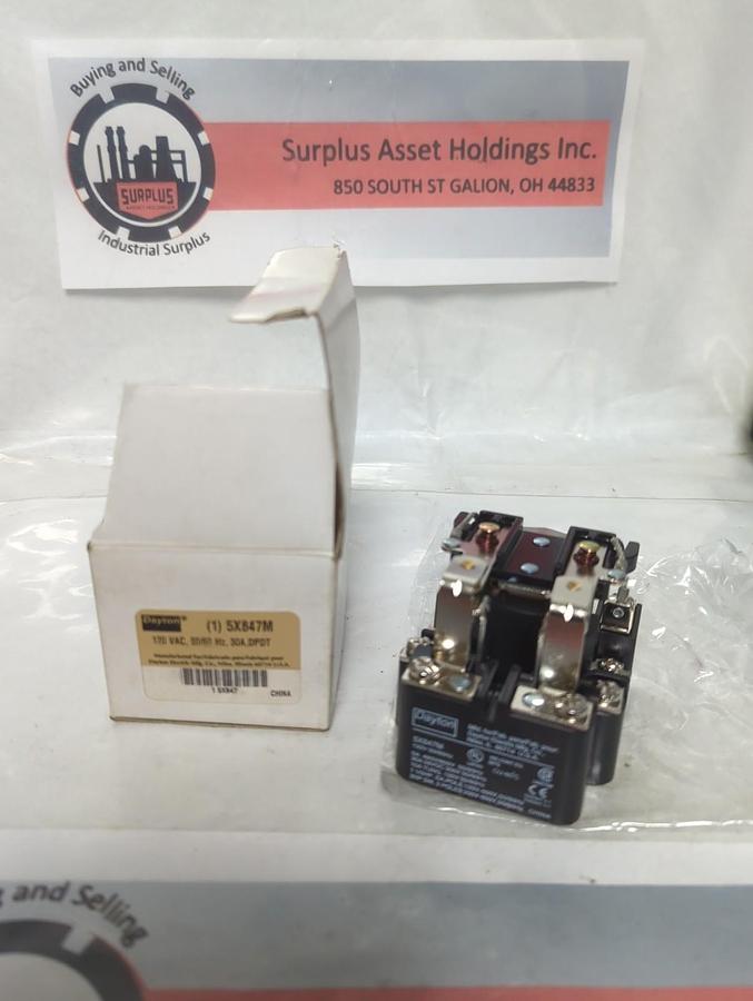 DAYTON,5X847M,POWER RELAY 120VAC 50/60HZ 30A NOS