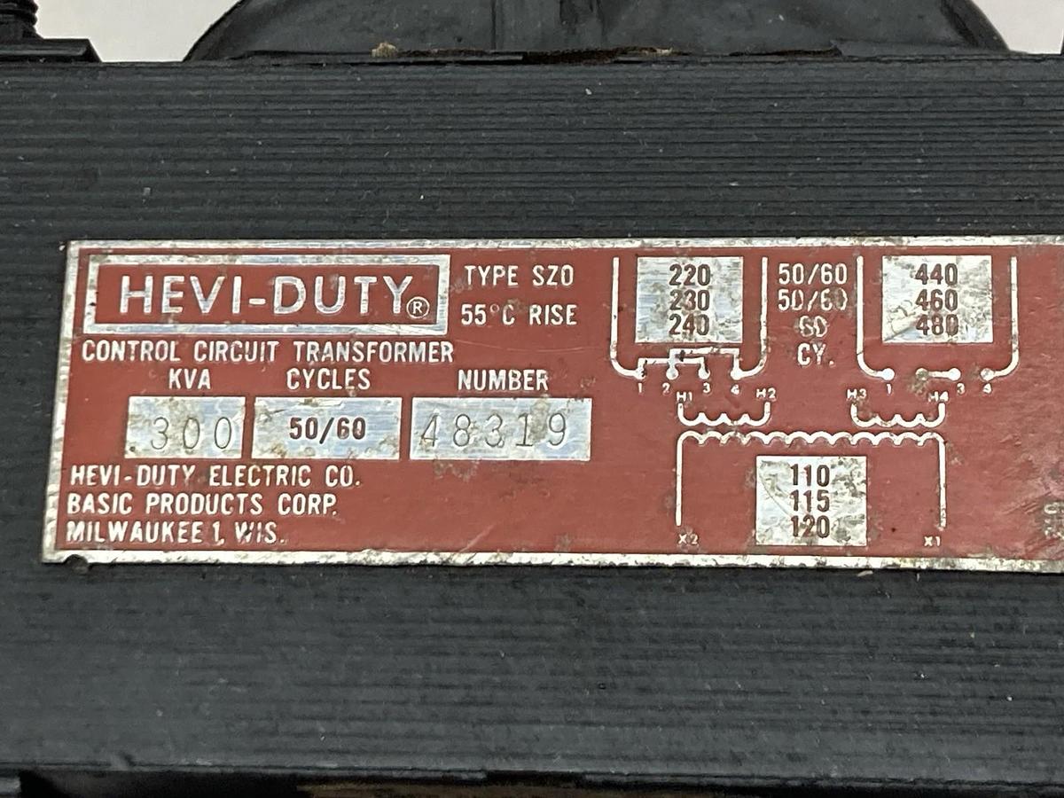 Used Hevi-Duty,Type SZ0 48319,Control Cuircuit Transformer 50/60 Cycles 0.300KVA