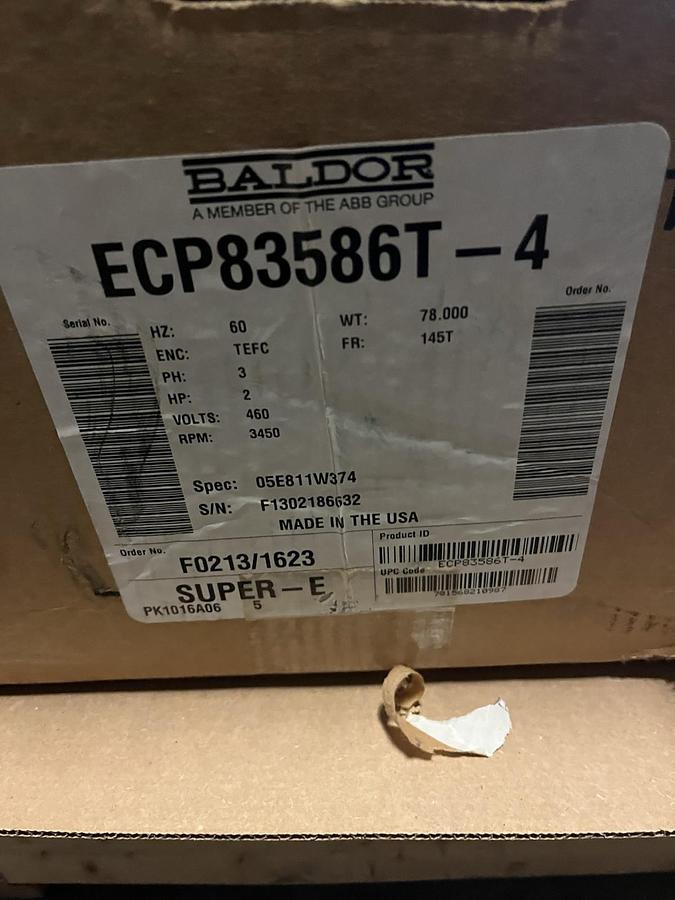 BALDOR,ECP83586T-4,SUPER E SEVERE DUTY 841XL MOTOR 2HP 460V 145T