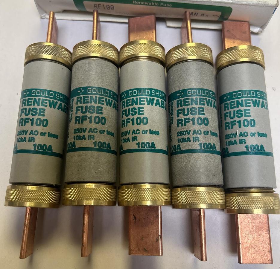 GOULD SHAWMUT,RF100,RENEWABLE FUSE 100A 250V LOT OF 5 NEW