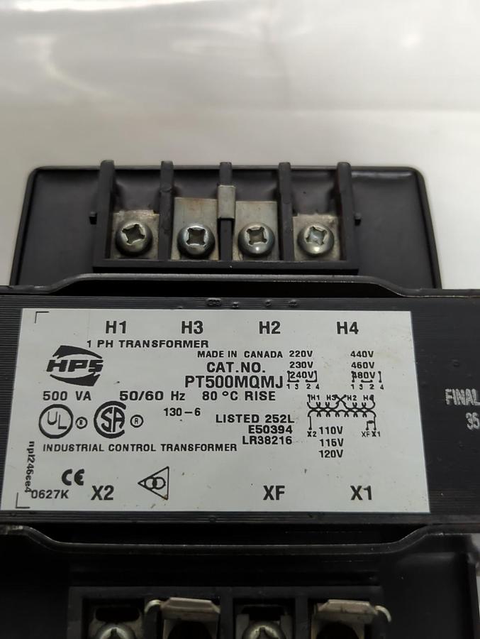 Used HPS,PT500MQMK,INDUSTRIAL CONTROL TRANSFORMER 500VA 50/60HZ PRE-OWNED