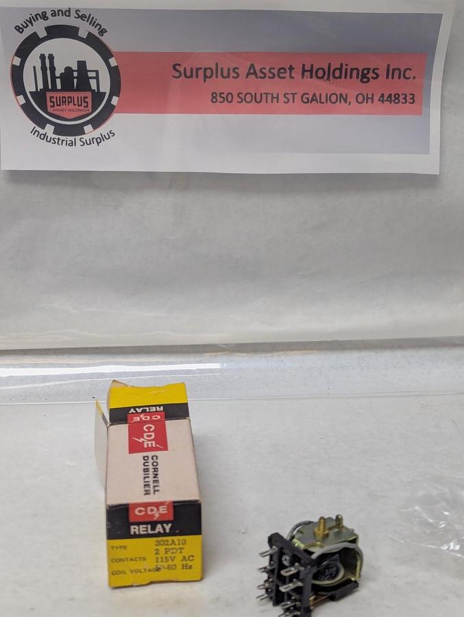 CDE,302A10,RELAY 2PDT 115V AC 50/60HZ NOS