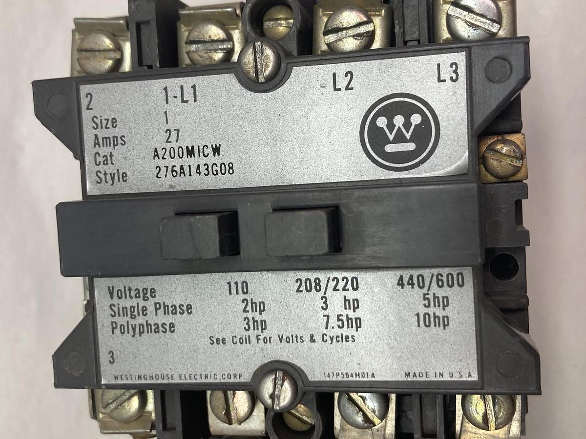 Used Westinghouse,A200MICW,Motor Control Starter 27A Style 276A143G08