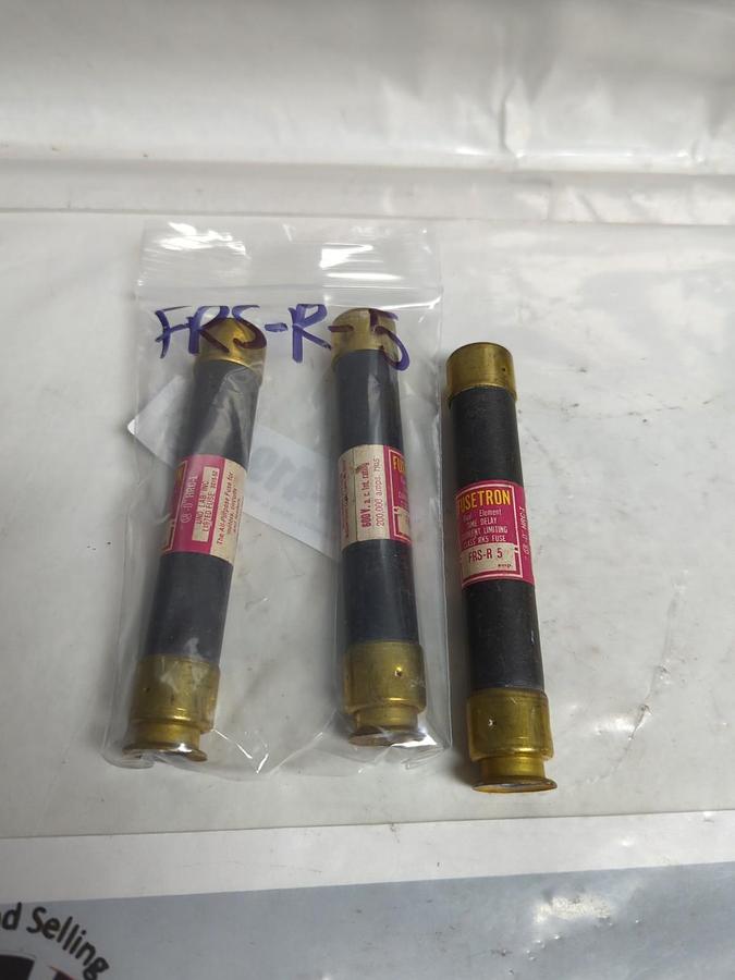 Used COOPER BUSSMANN,FRS-R-5,FUSETRON FUSE 5 AMP LOT OF 3 PRE-OWNED