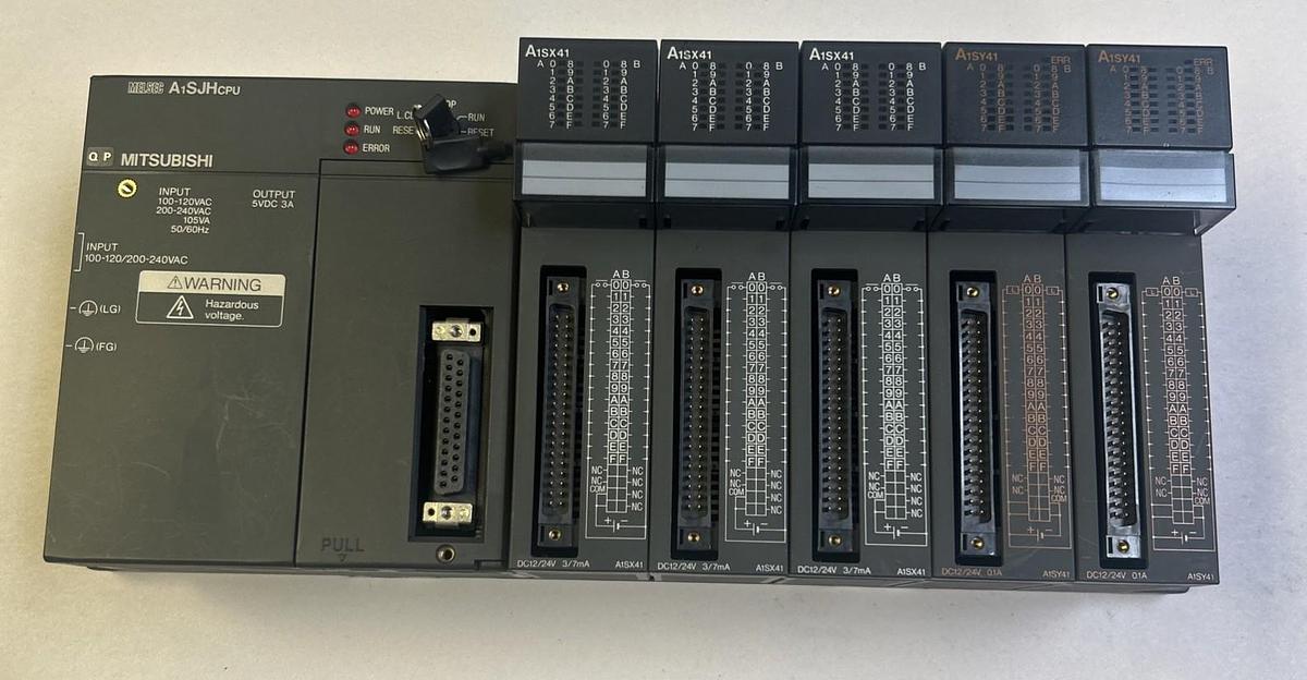 Used MITSUBISHI,A1SJHCPU,CPU UNIT W/ A1SX41 / A1SY41 MODULES