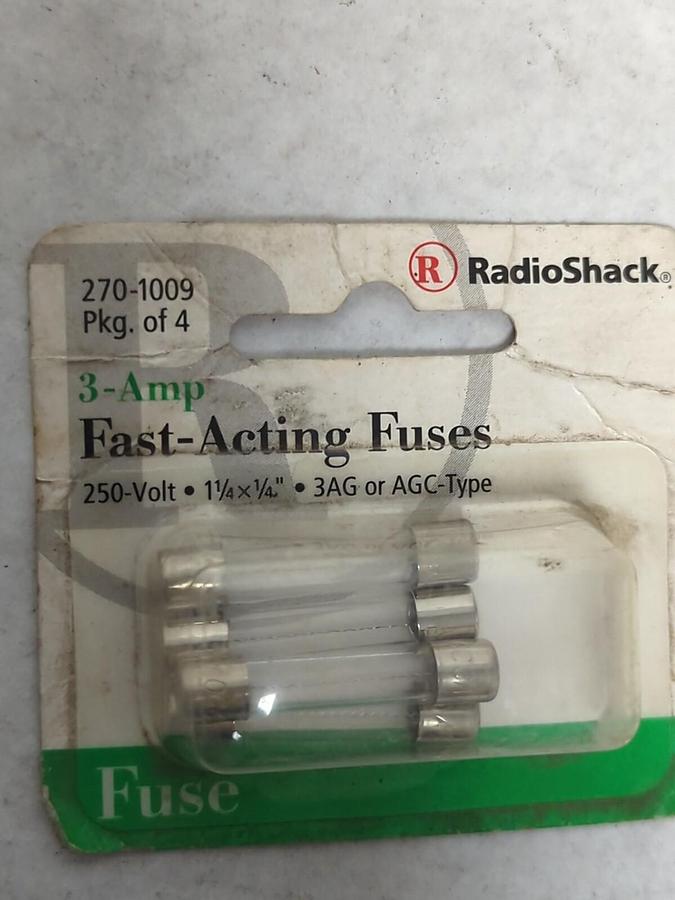 RADIO SHACK,270-1009,GLASS FUSE 3 AMP 250V PACK OF 4 NOS