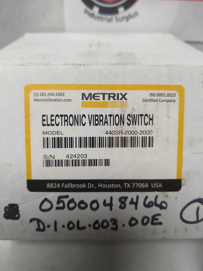 METRIX,440SR-2000-2000,ELECTRONIC VIBRATION SWITCH POWER 100-130VAC 4W NOS