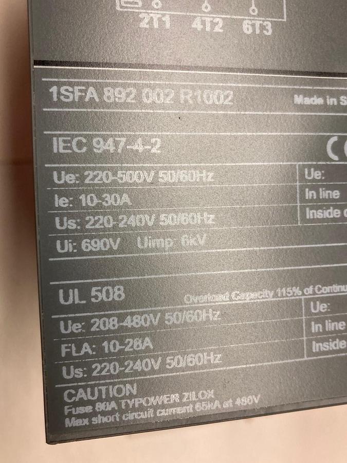 ABB,1SFA-892-002-R1002 PS-S-30/52-500L,Soft Starter