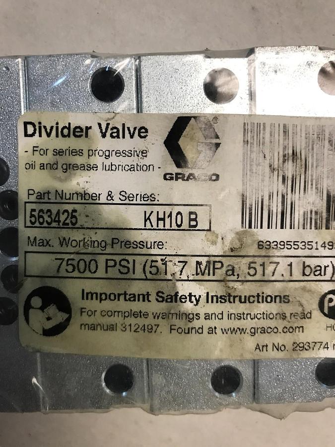 Used Graco,56345,Divider Valve  Series KH10B 7500PSI a sealed pack of 5 NOS