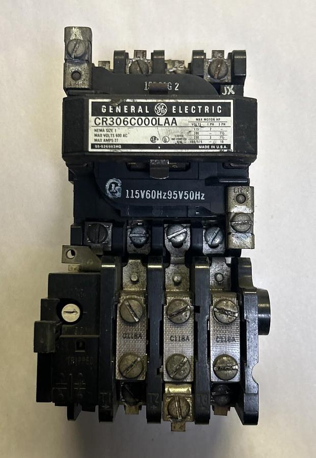 Used GENERAL ELECTRIC,CR306C000LAA,MOTOR STARTER SIZE 1 27A 600V