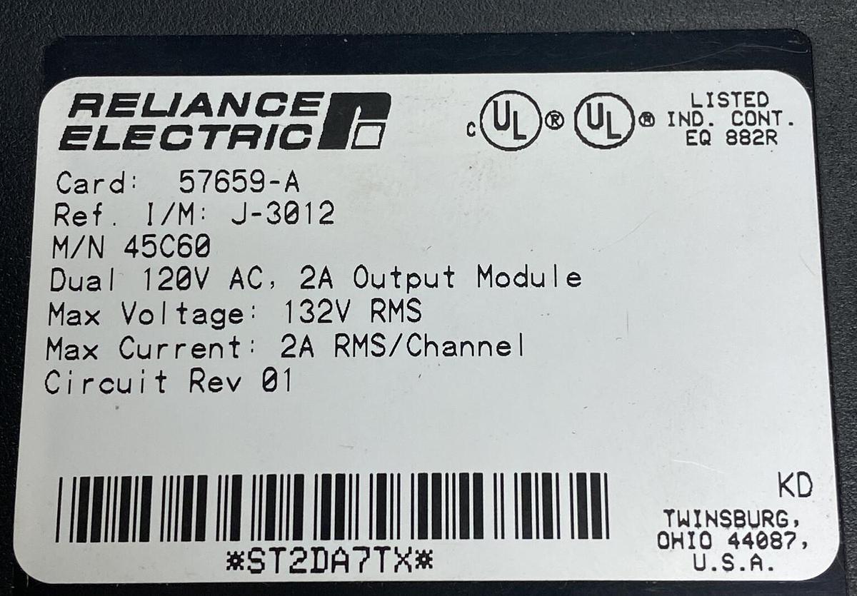 Reliance Electric AutoMate,45C60,Dual Output Module 120V 2A New No Box