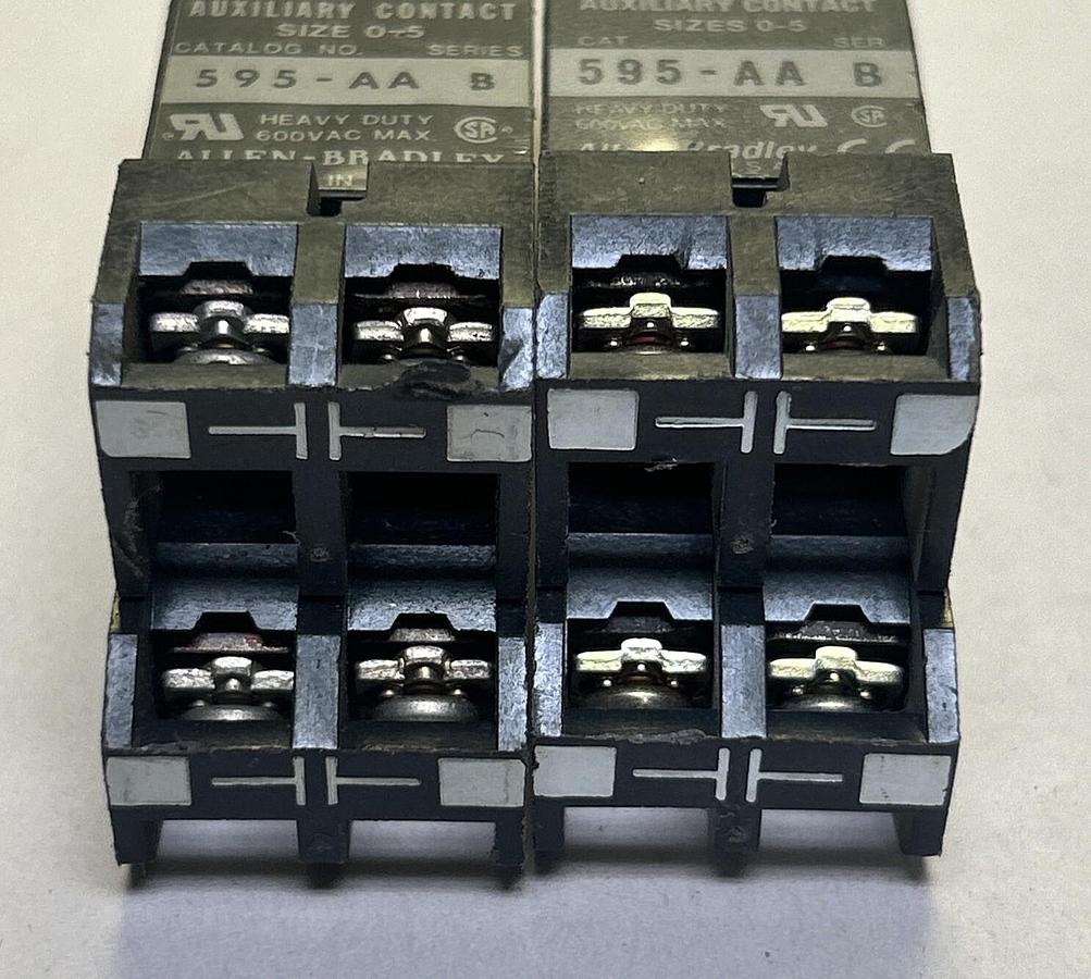 Used ALLEN BRADLEY,595-AA,AUXILIARY CONTACT SIZE 0-5 LOT OF 2