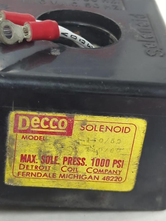 Used DECCO,85-50-208-32,SOLENOID COIL 110-120VAC 50-60 HZ PRE-OWNED