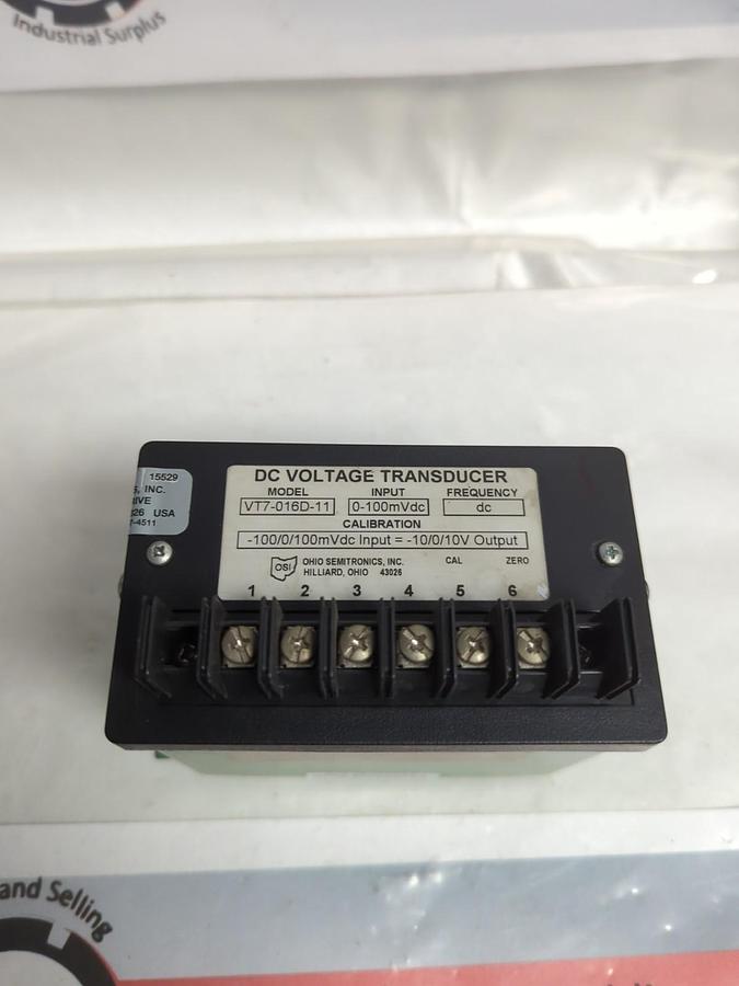 Used OHIO SEMITRONICS,VT7-016D-11,VOLTAGE TRANSDUCER 0-100mVdc PRE-OWNED