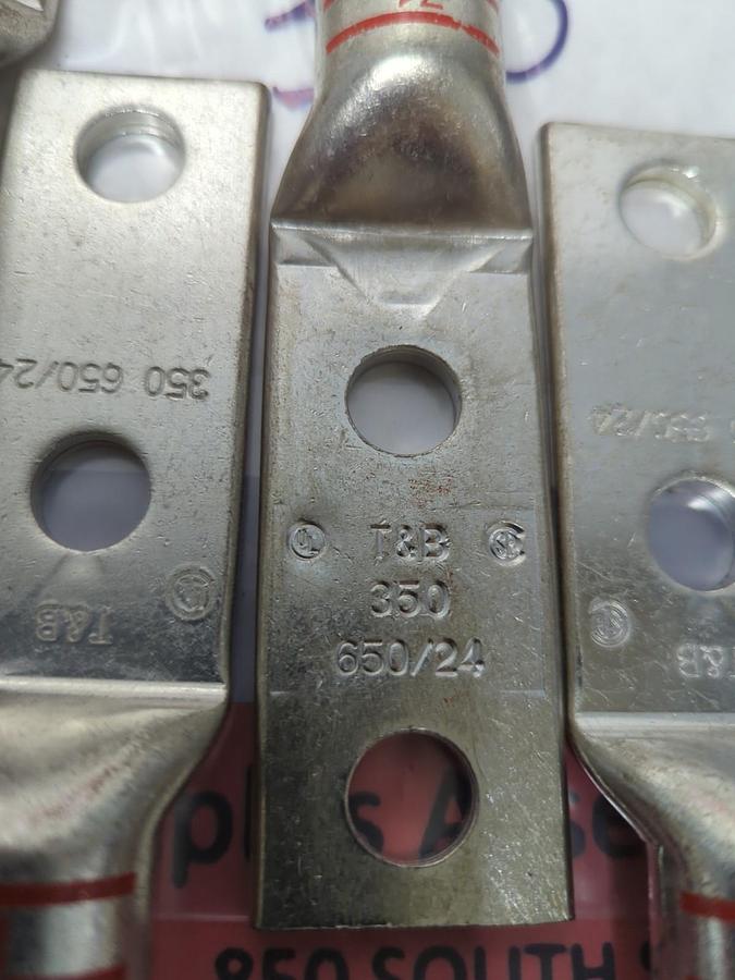 T&B,RED 71,COMPRESSION LUG 2-HOLE 350 650/24 LOT OF 13 NOS