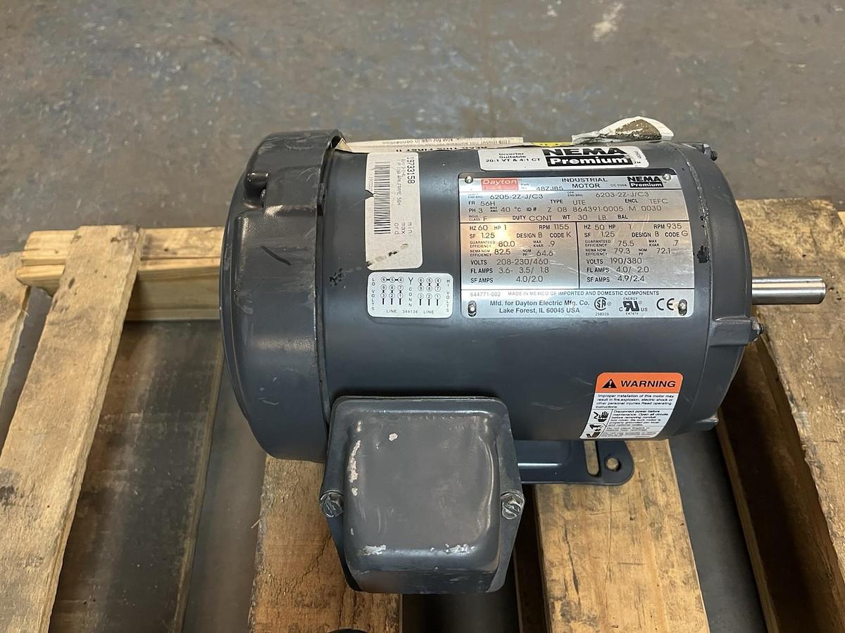 DAYTON,48ZJ85,INDUSTRIAL MOTOR 1HP 1155RPM 208-230/460V 56H FRAME NOS