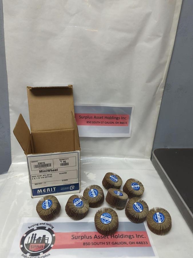 MERIT,33015,MINI WHEEL 2X1X1/4-20 THD 60 GRIT FLAP WHEEL PACK OF 9 NOS