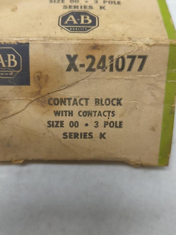 ALLEN-BRADLEY,X-241077,CONTACT BLOCK 3-POLE SIZE-00 SERIES K NOS