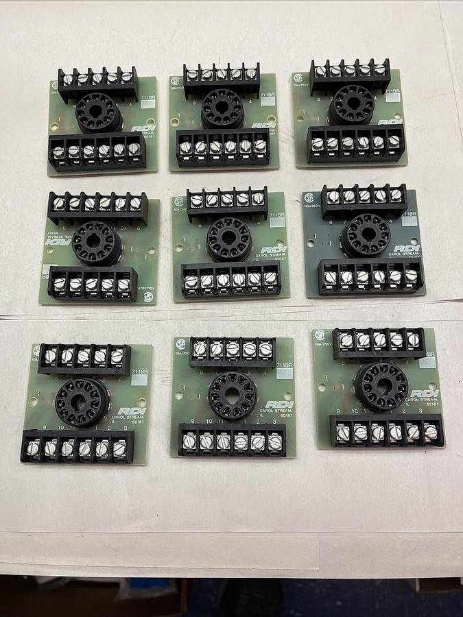 RDI,711BR,RELAY SOCKET 11 PIN LOT OF 9 NEW