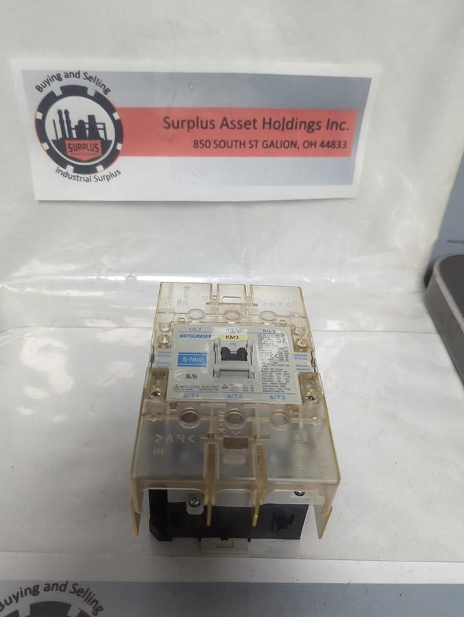 Used MITSUBISHI,S-N65,MAGNETIC CONTACTOR 3-POLE WITH GAURDS PRE-OWNED