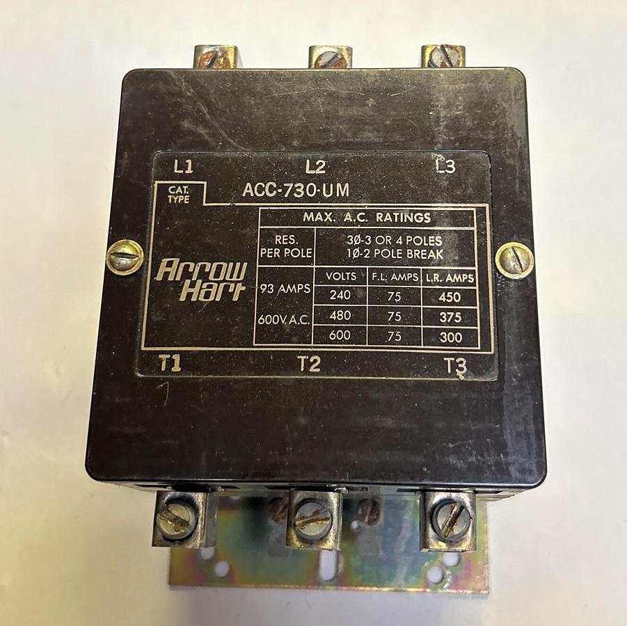 Used ARROW HART,ACC-730-UM,CONTACTOR 93A 600V