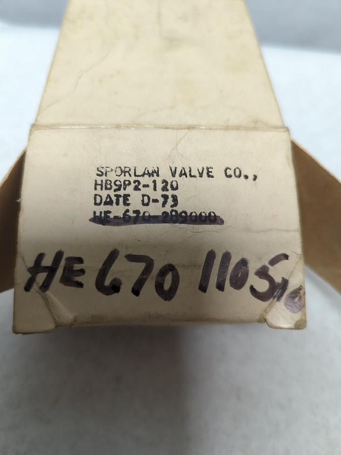 SPORLAN,HB9P2-120,SOLENOID VALVE 12 WATT NOS