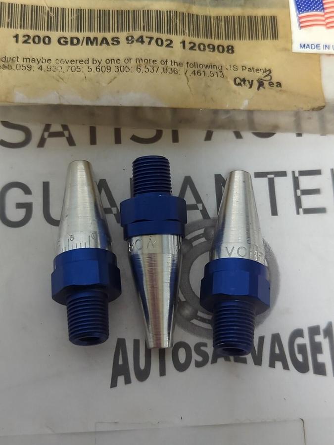 VORTEC DURABLAST,1200, ADJUSTABLE CLEANABLE AIR NOZLES  1/8 INCH NPT LOT OF 3