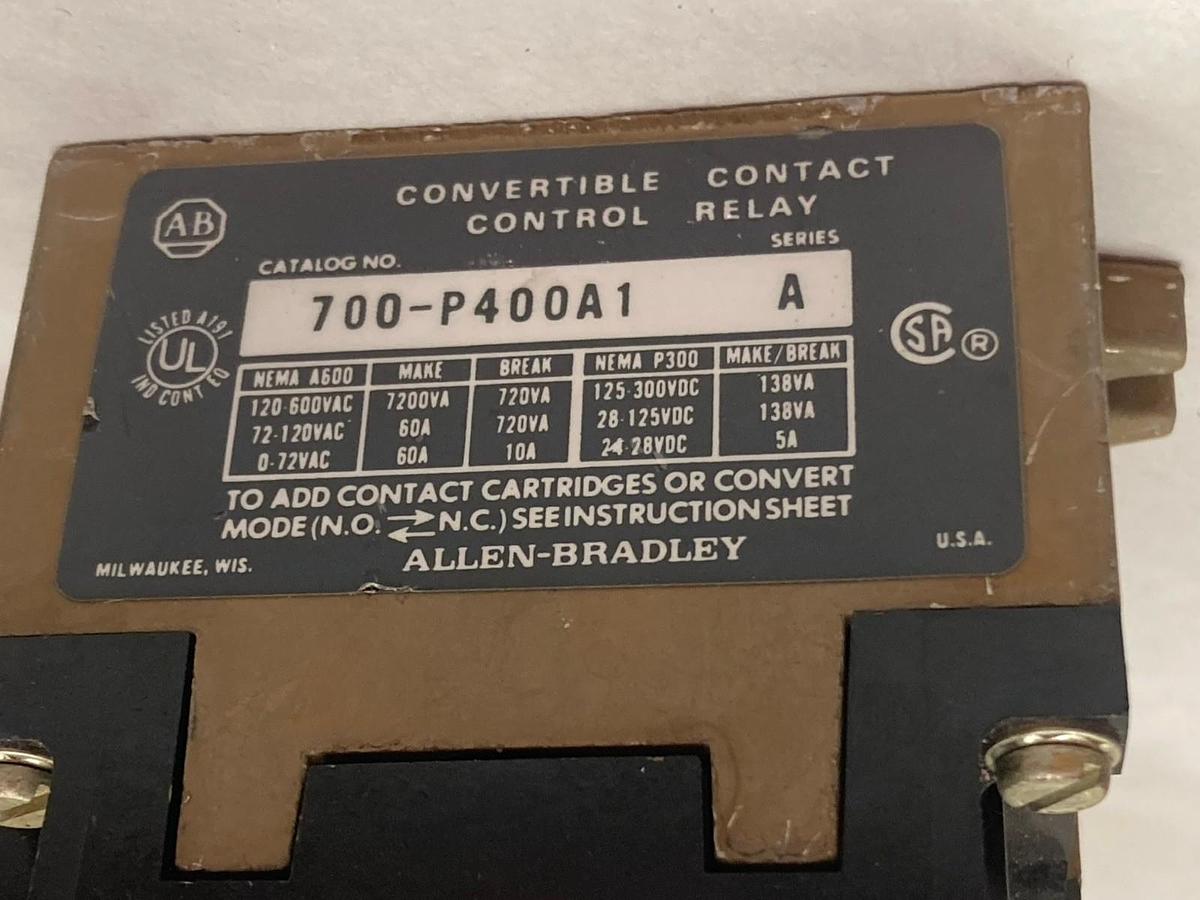 Used Allen-Bradley,700-P400A1,Convertible Contact Control Relay
