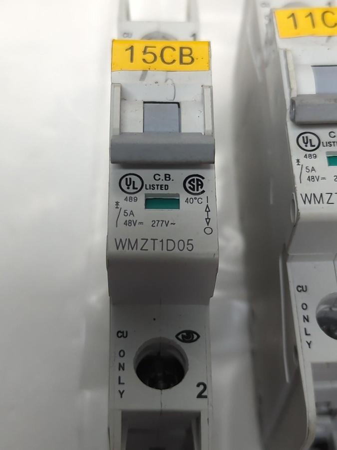 Used EATON,WMZT1D05,1-POLE 5 AMP CIRCUIT BREAKER LOT OF 11 PRE-OWNED