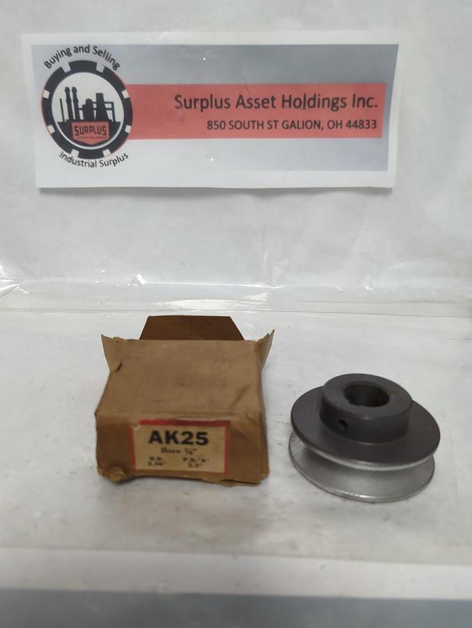 BROWNING,AK25,A BELT PULLEY 2.5 IN OD 2.3 IN PITCH DIA 3/4 IN BORE NOS