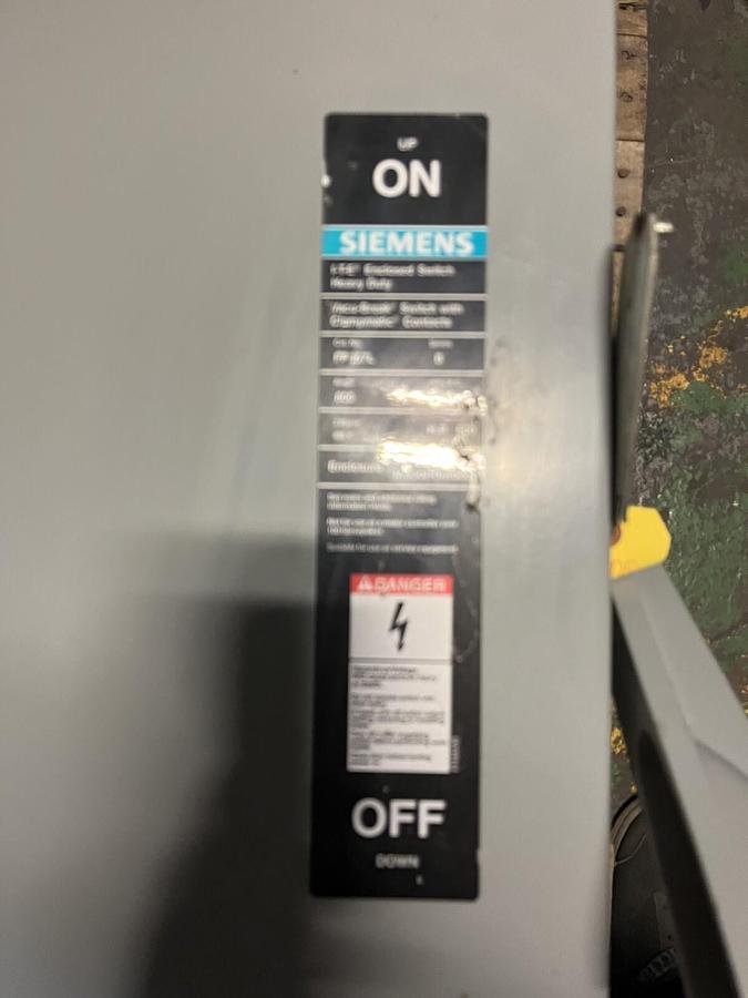 Used SIEMENS,FR357L,ITE VACU-BREAK FUSED DISCONNECT SWITCH 800A 600V 3R 500HP 3PH